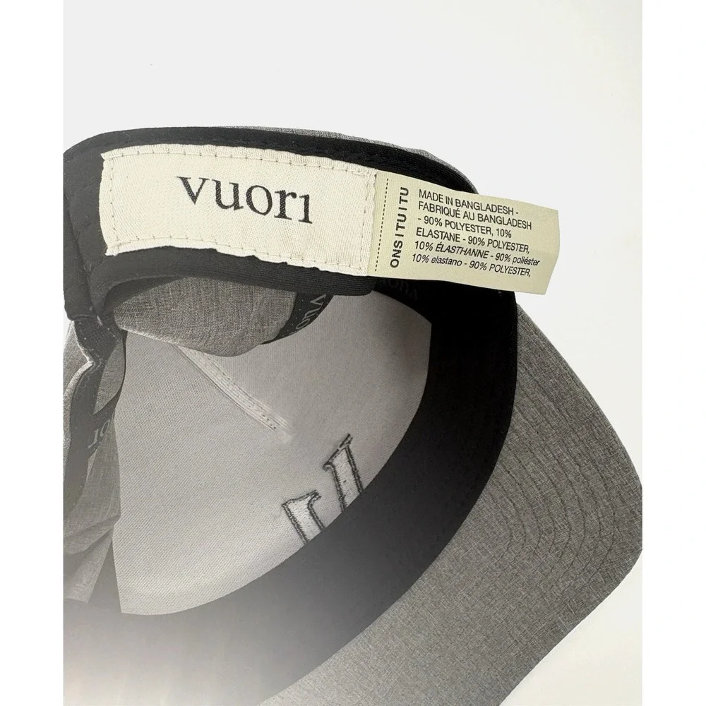 NWT Vuori Magnitude Hat Heather Gray Black V Logo Performance Snapback